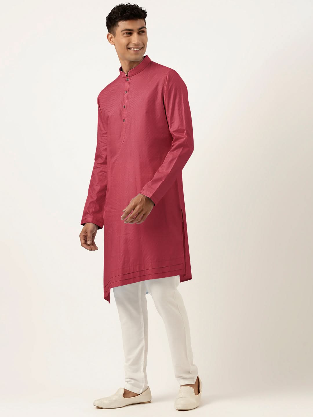 Scarlet Red Asymmetrical Cotton Kurta Set
