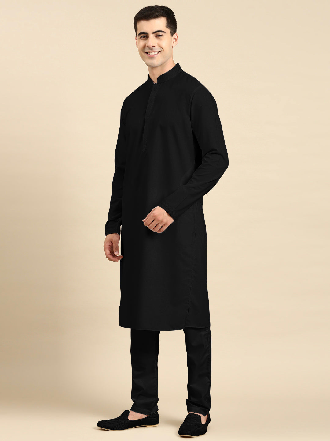 Black fine Cotton Kurta Set