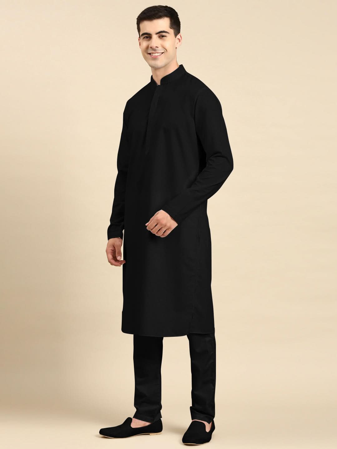 Black fine Cotton Kurta Set