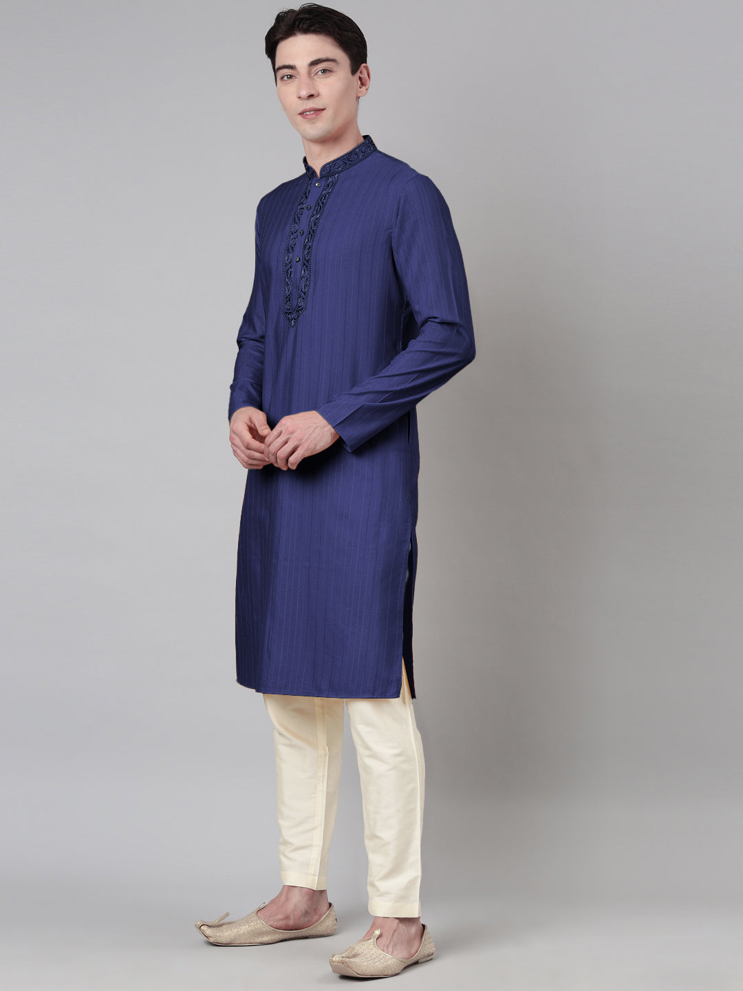 Navy Embroidered Kurta Set