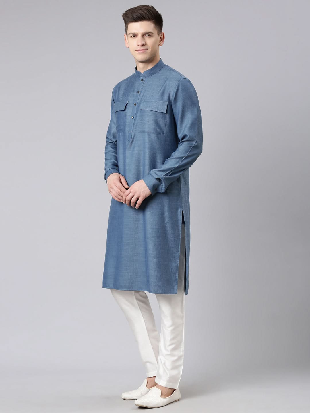 Denim Blue Pathani Kurta Set