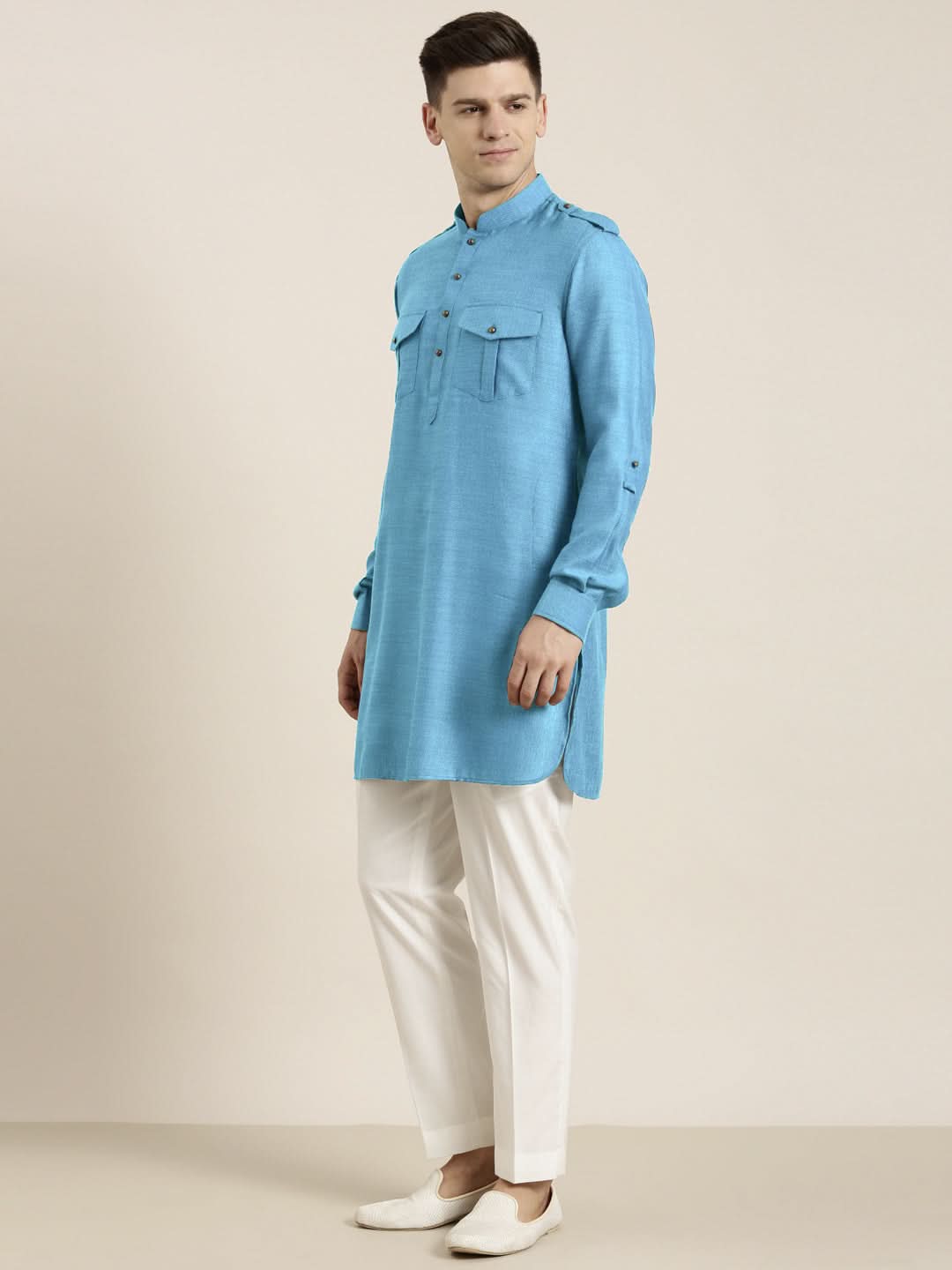 Blue Light cotton Short Pathani