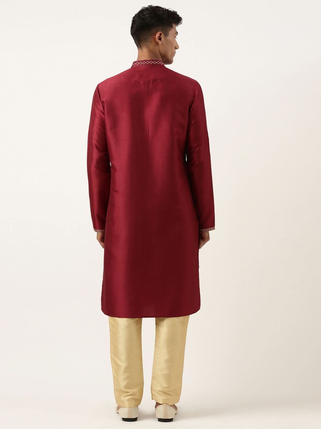 Maroon Geometrical Embroidery Kurta Set