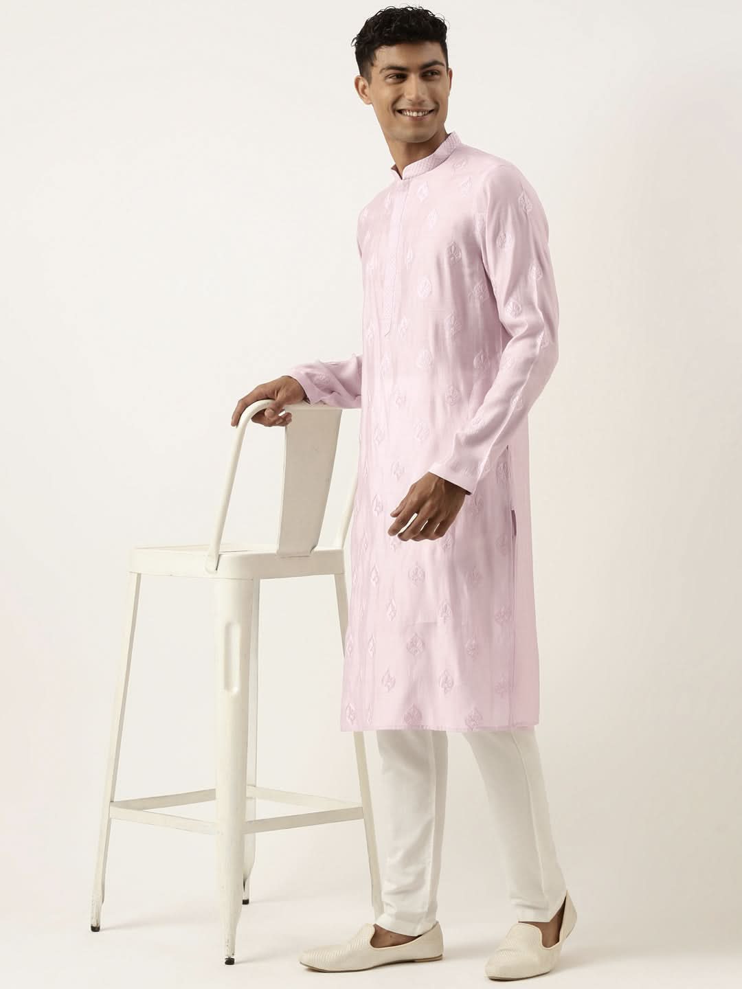 Lavender Embroidered Kurta Set