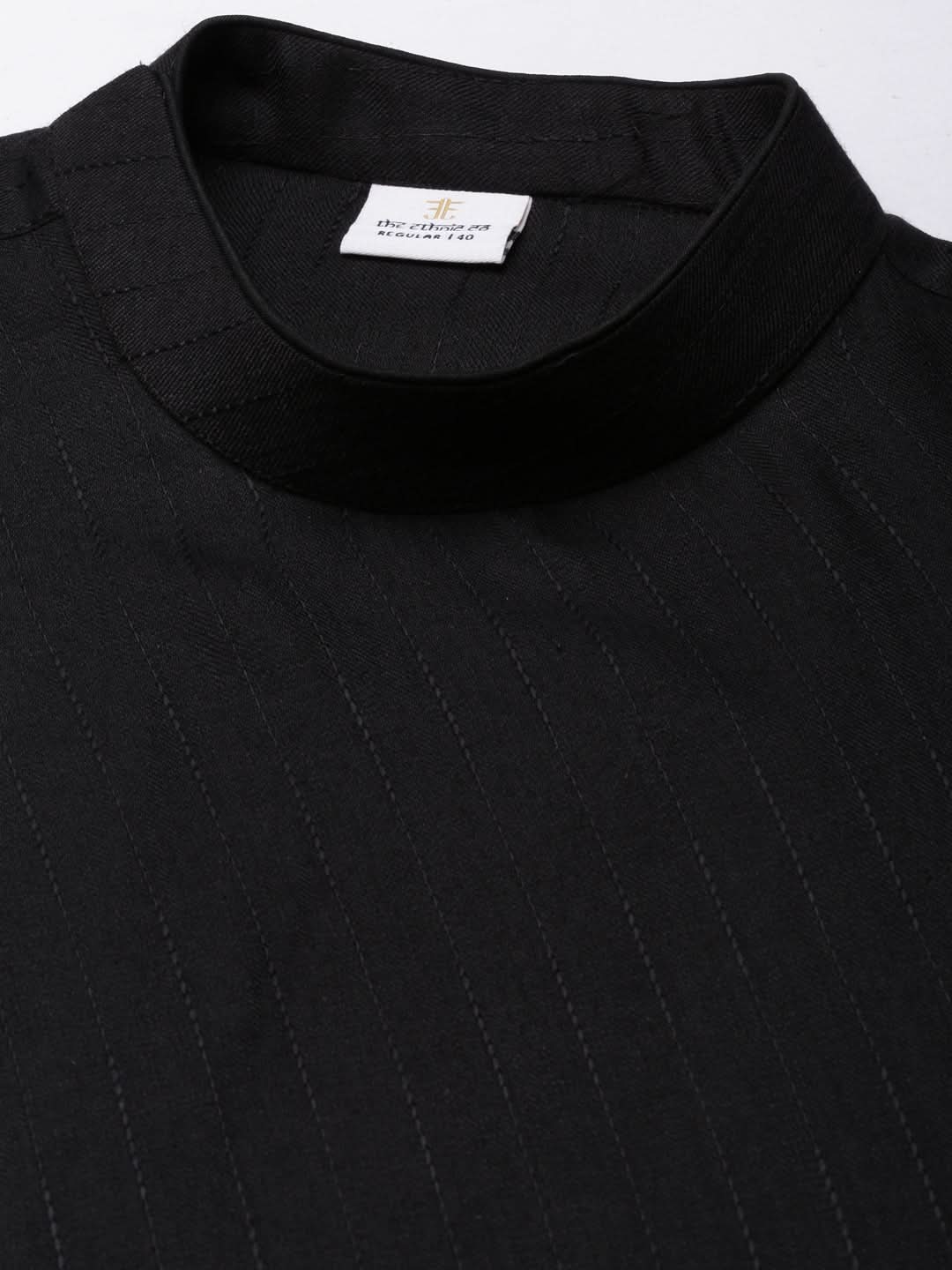 Black Flared Asymetric Drape Kurta Set