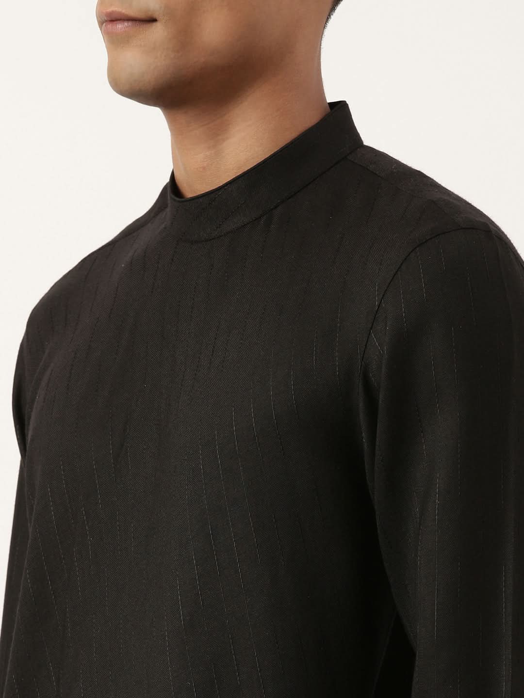 Black Flared Asymetric Drape Kurta Set