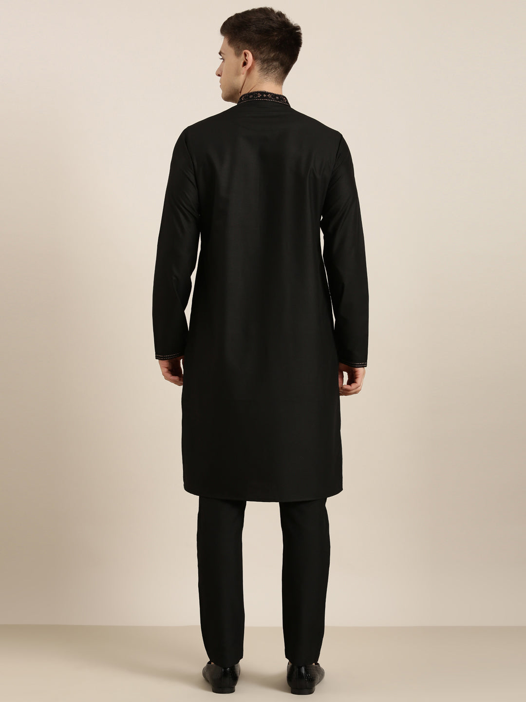 Black Cotton Dori Embroidery Kurta Set