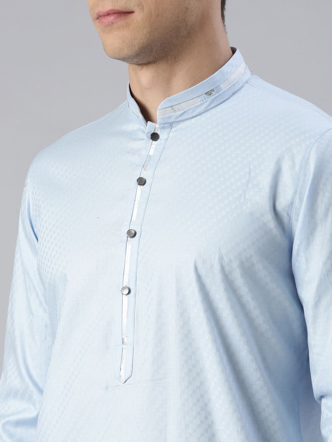 Sky Blue Cotton Kurta Set