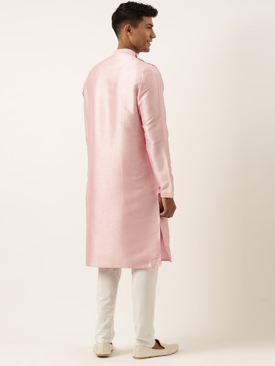 Pink Embroidery Angrakha Kurta Set