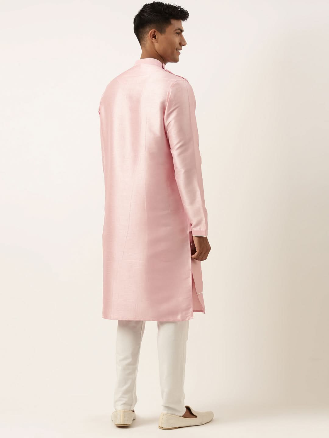Pink Embroidery Angrakha Kurta Set
