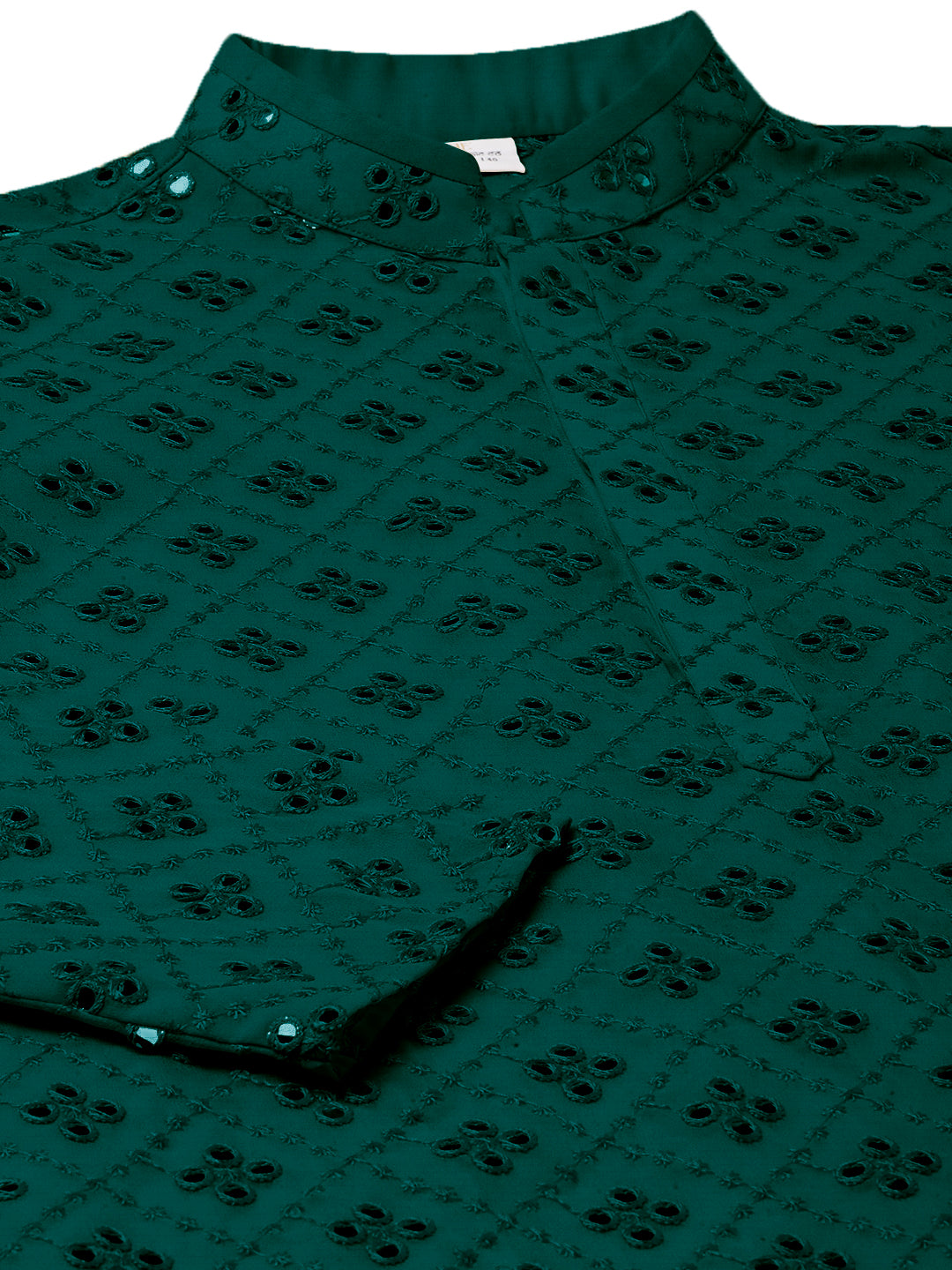 Teal Mirror Embroidery Kurta Set