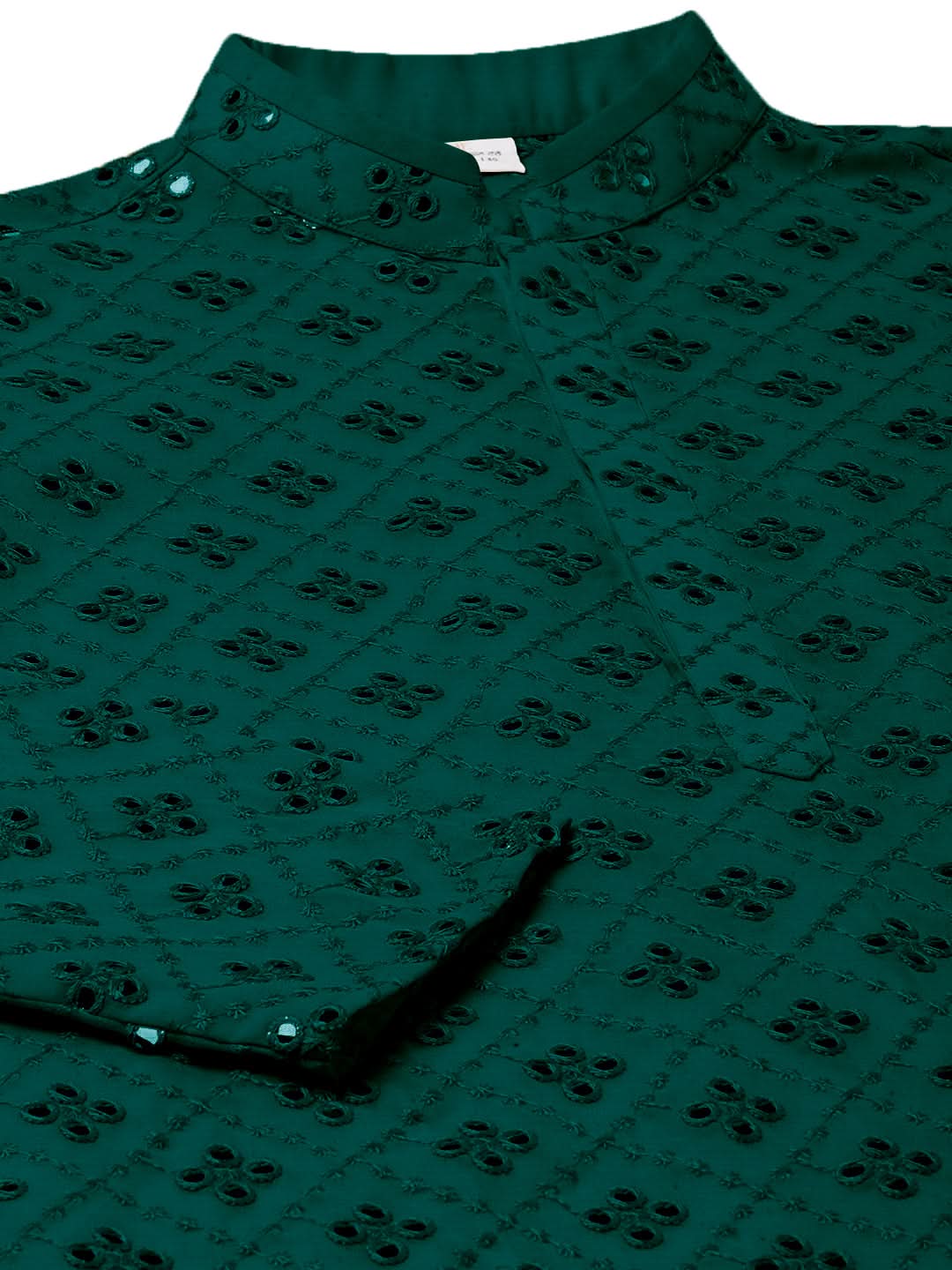 Teal Mirror Embroidery Kurta Set