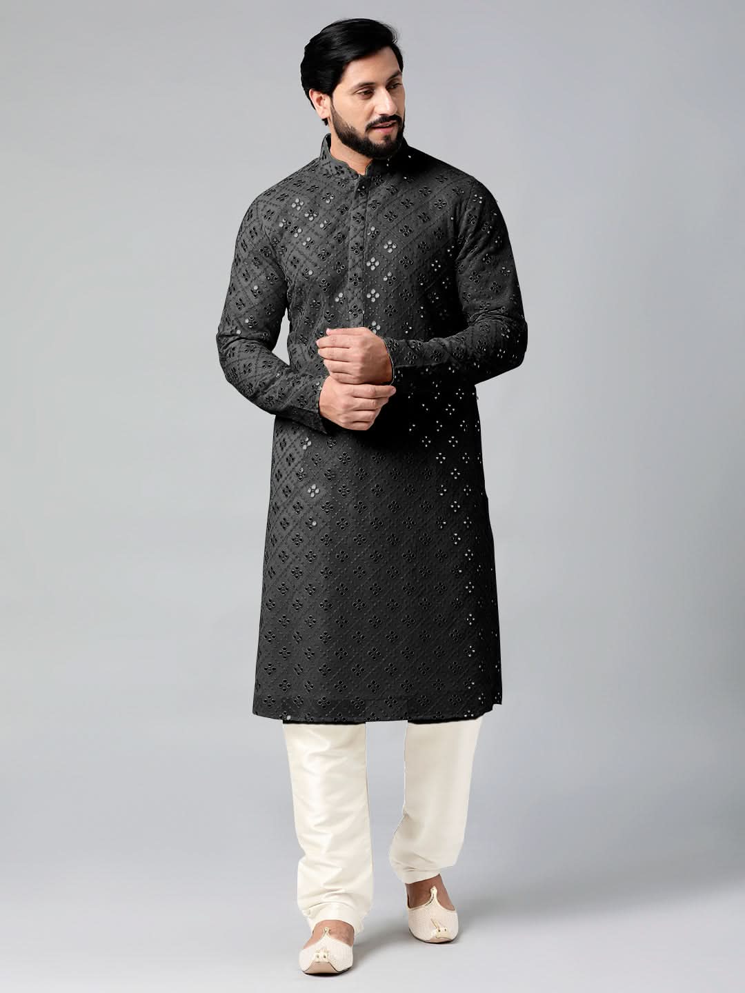 Black Mirror Embroidery Kurta Set