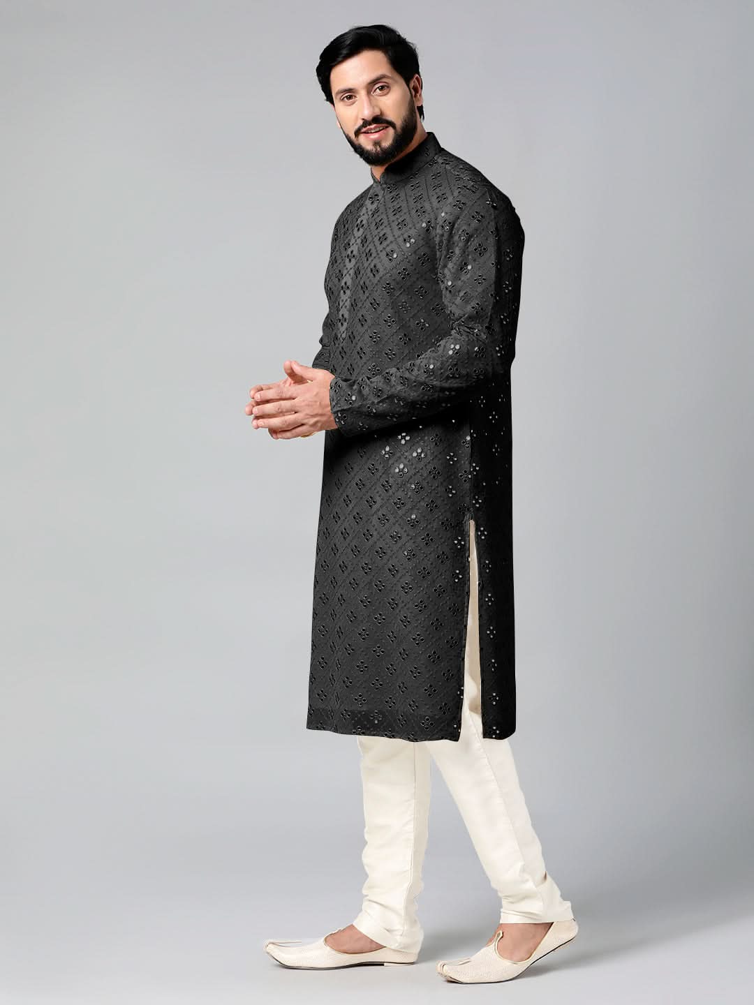 Black Mirror Embroidery Kurta Set