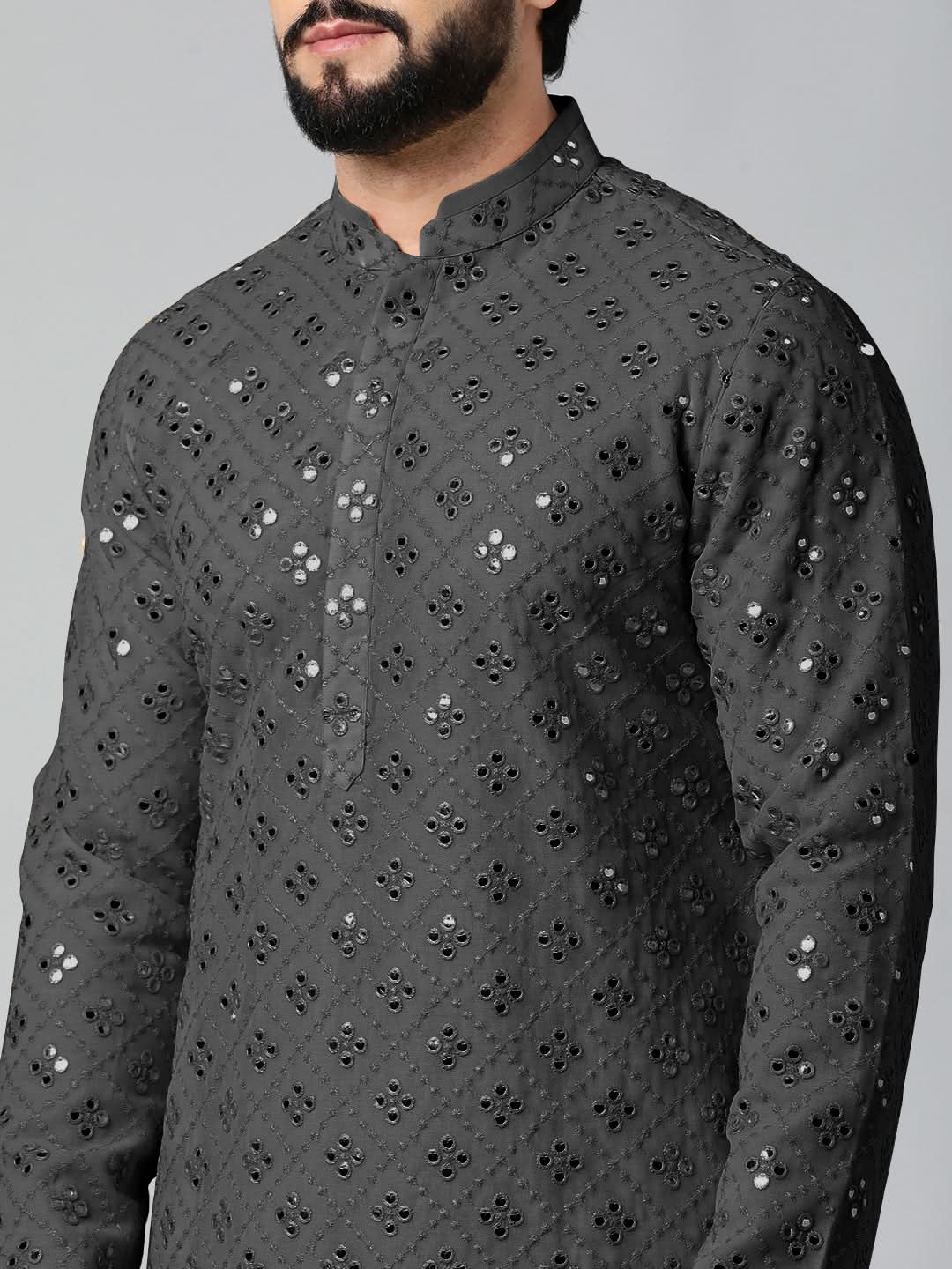 Black Mirror Embroidery Kurta Set