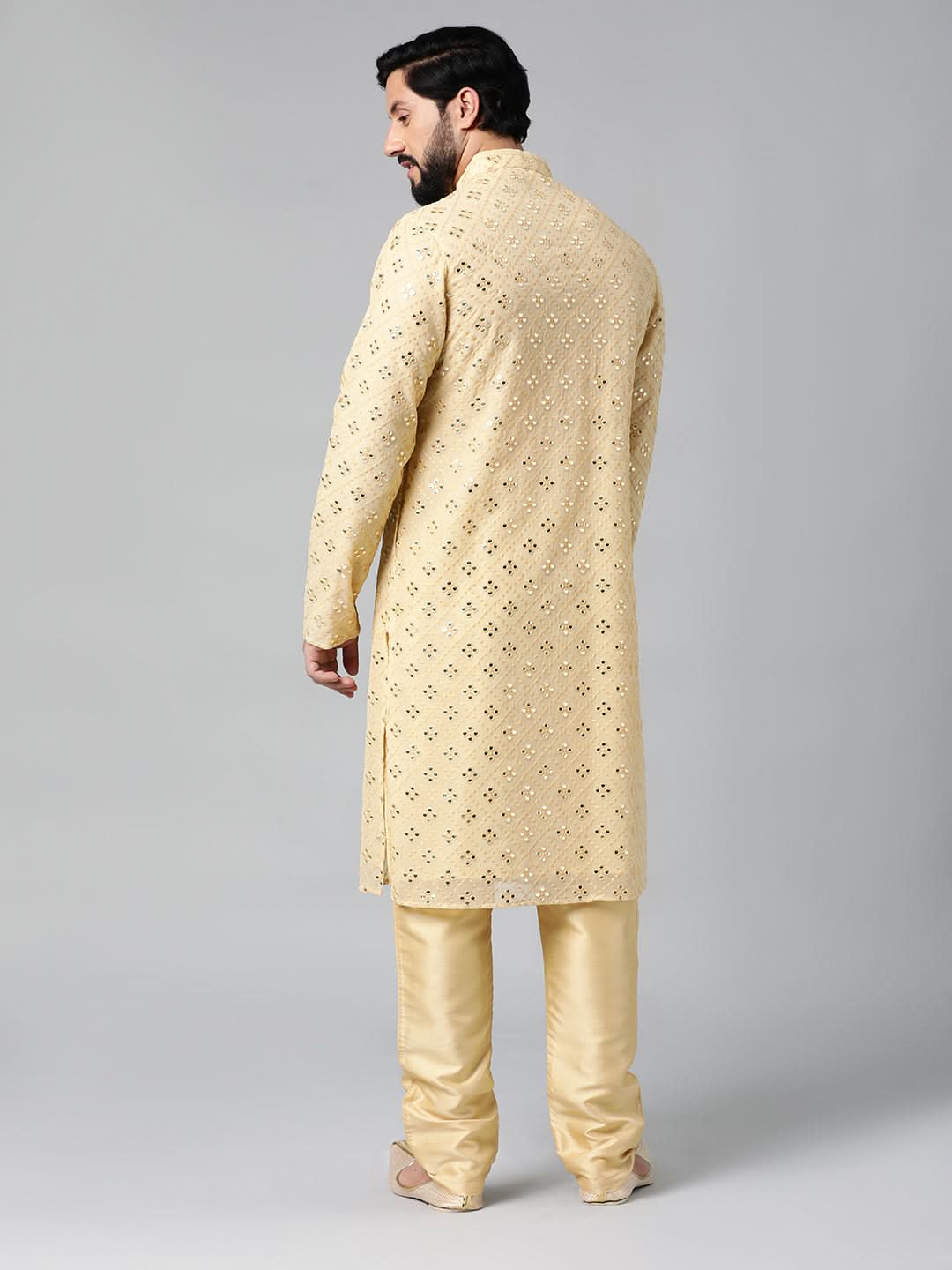 Gold Mirror Embroidery Kurta Set