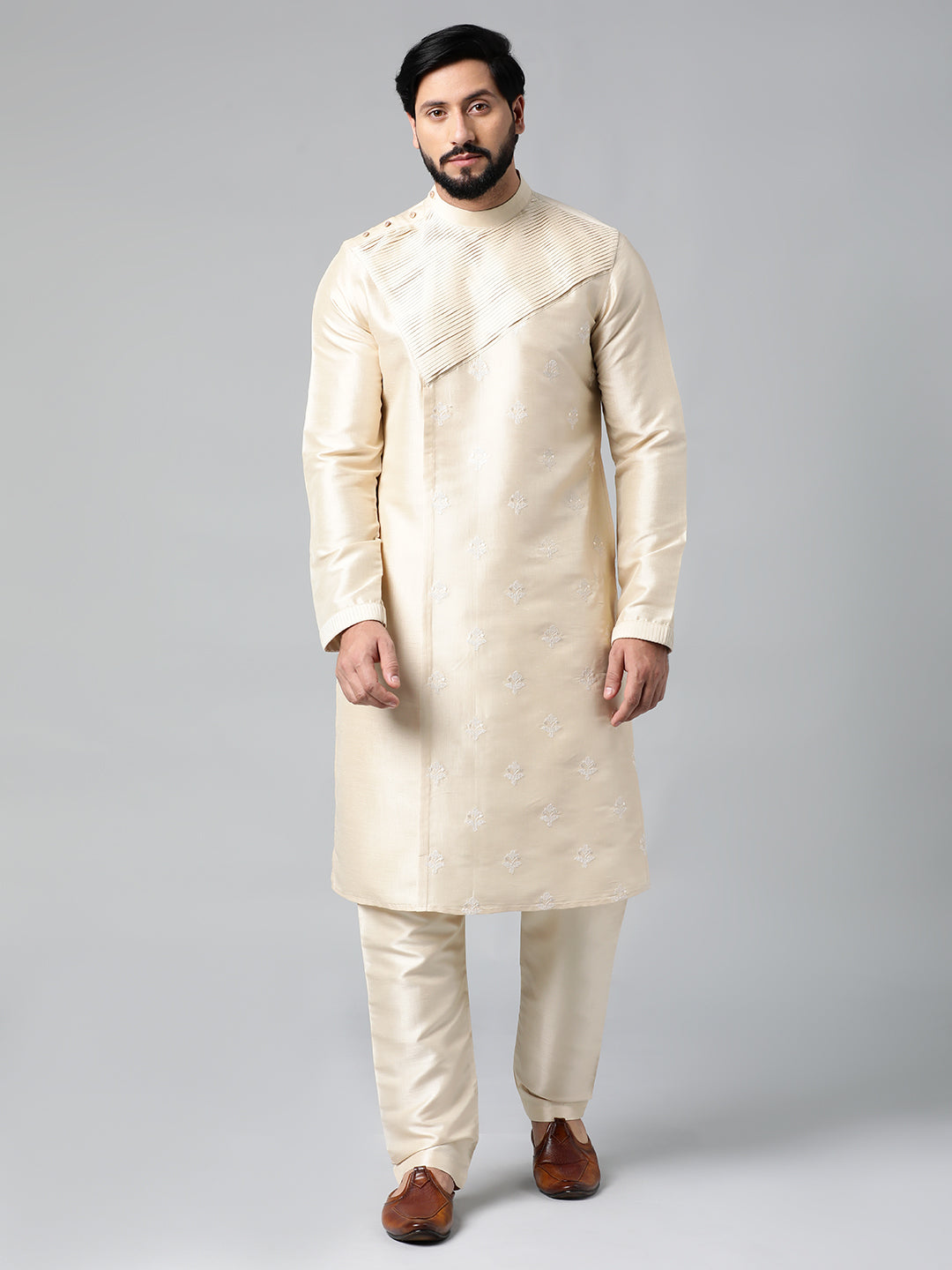 Beige  Embroidery Kurta Set