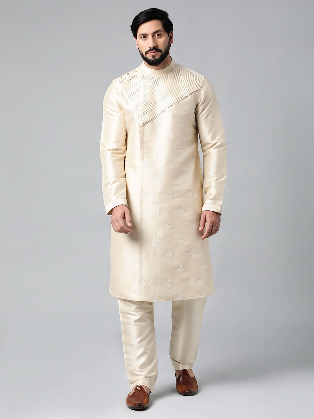 Beige Embroidery Kurta Set