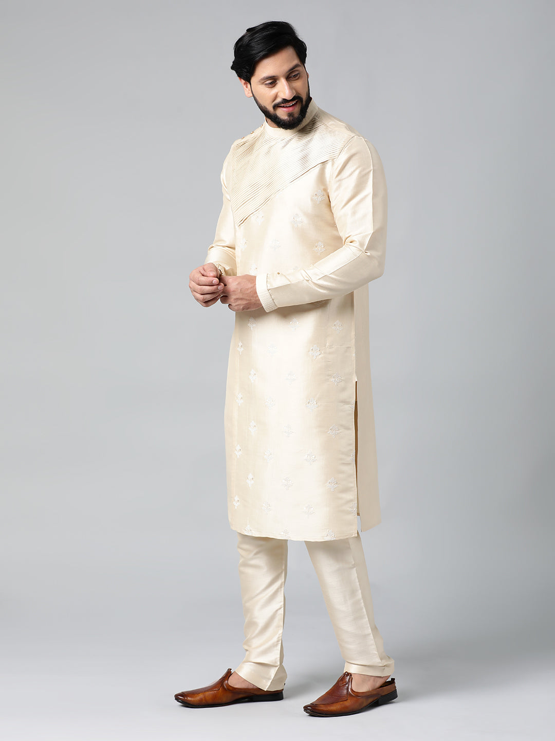 Beige Embroidery Kurta Set
