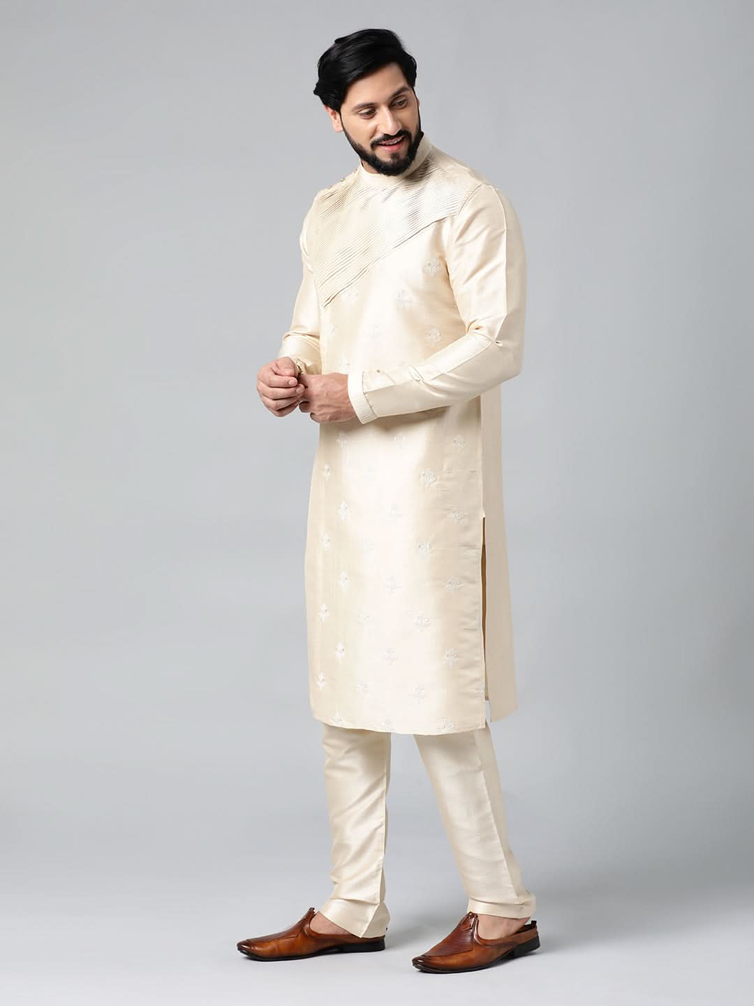 Beige Embroidery Kurta Set