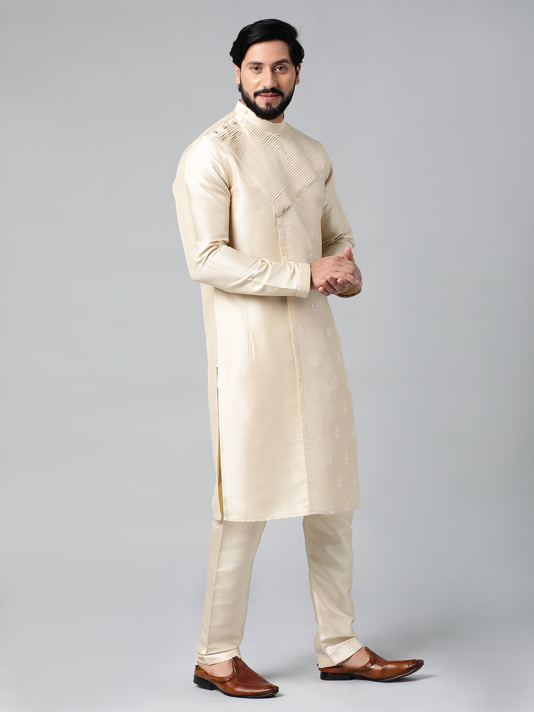 Beige Embroidery Kurta Set