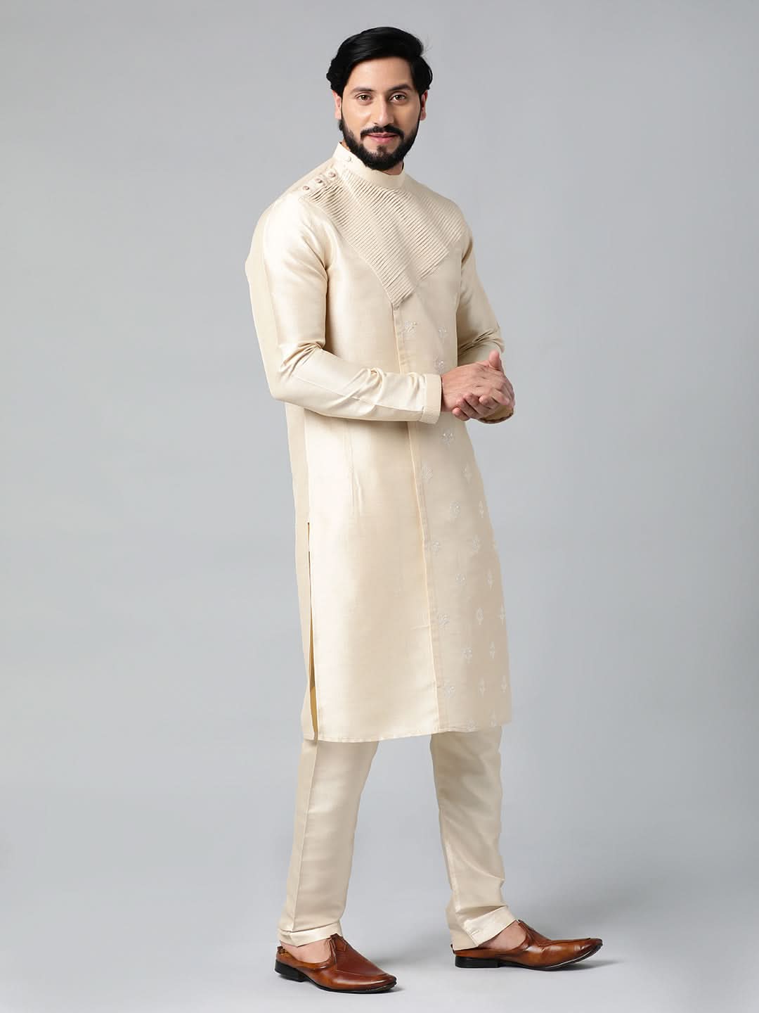 Beige Embroidery Kurta Set