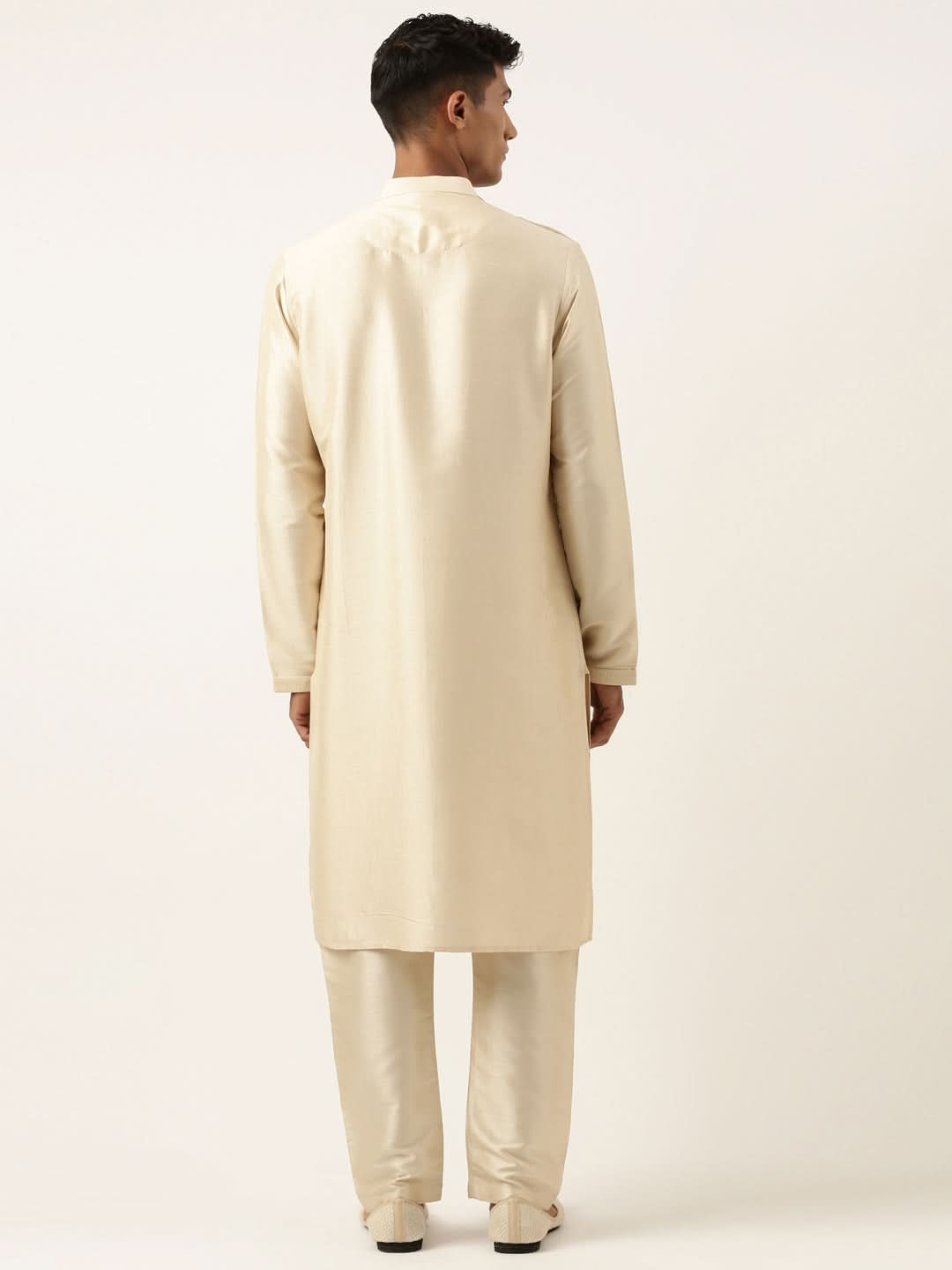 Beige Pleated Kurta Set