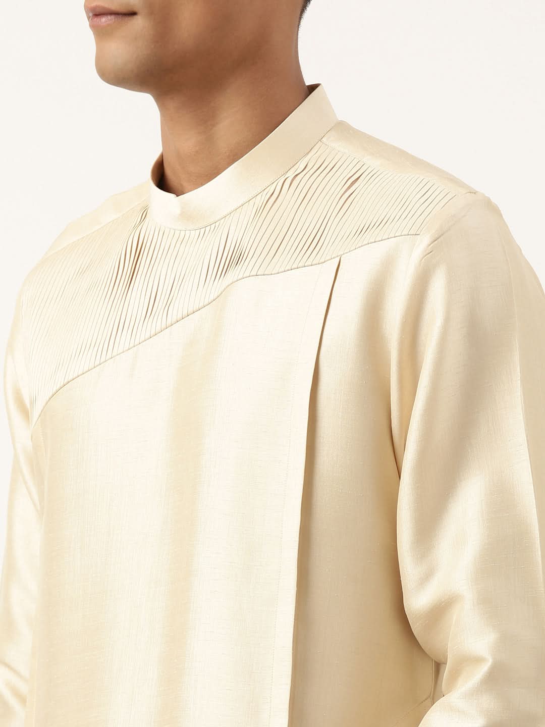 Beige Pleated Kurta Set