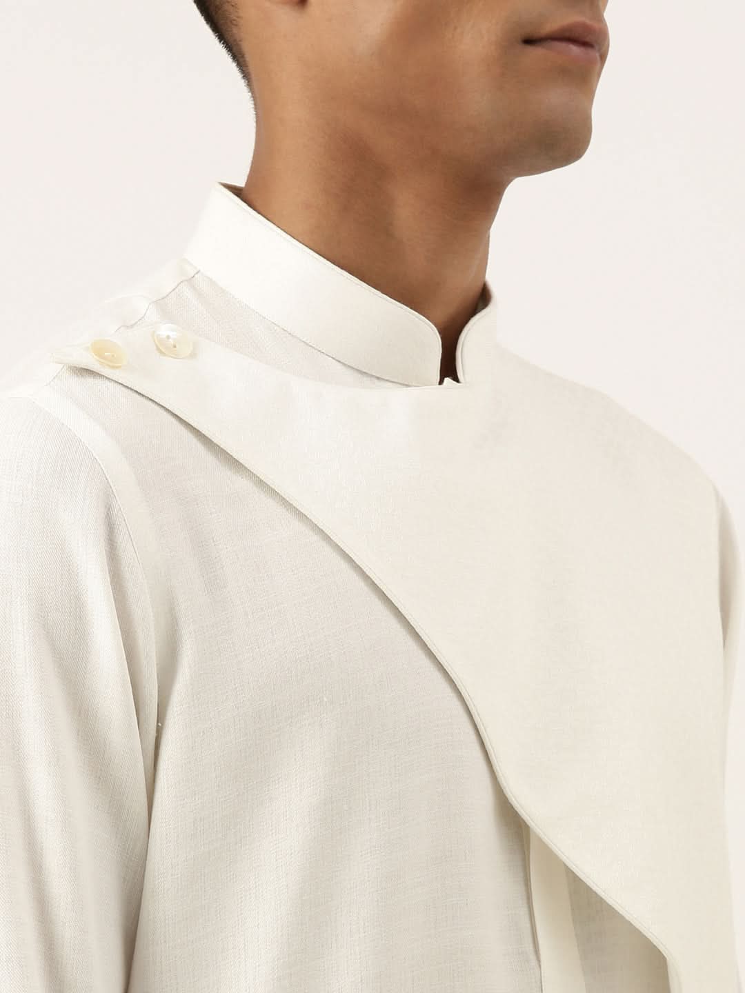 Off White Layered Style Cotton Kurta Set