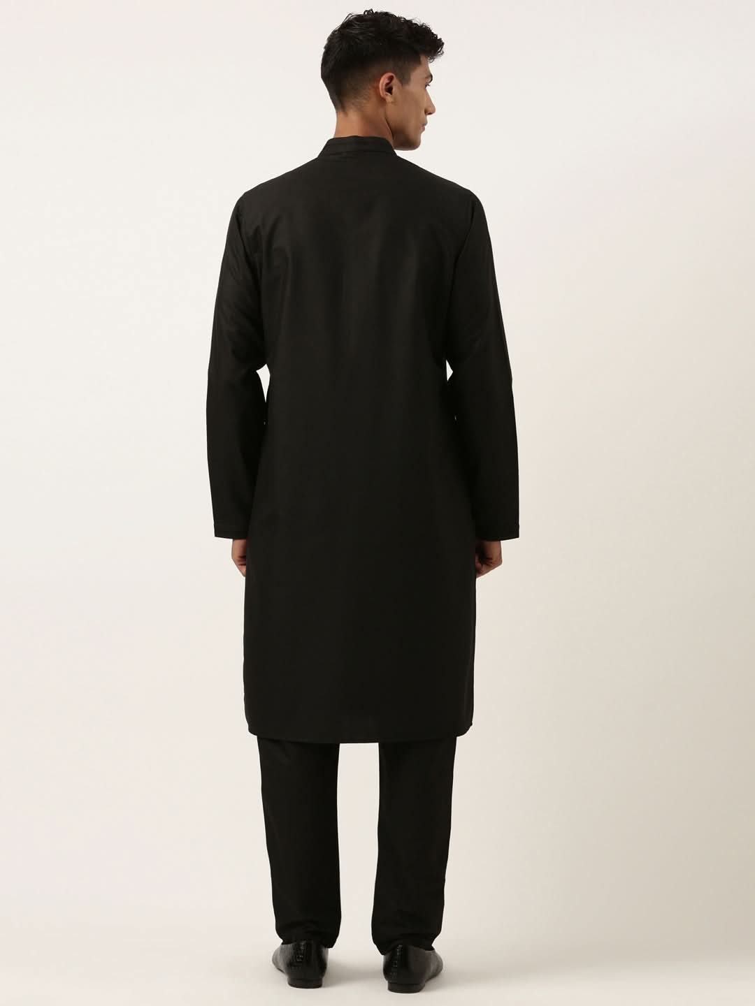 Black Cotton Layered Kurta Set
