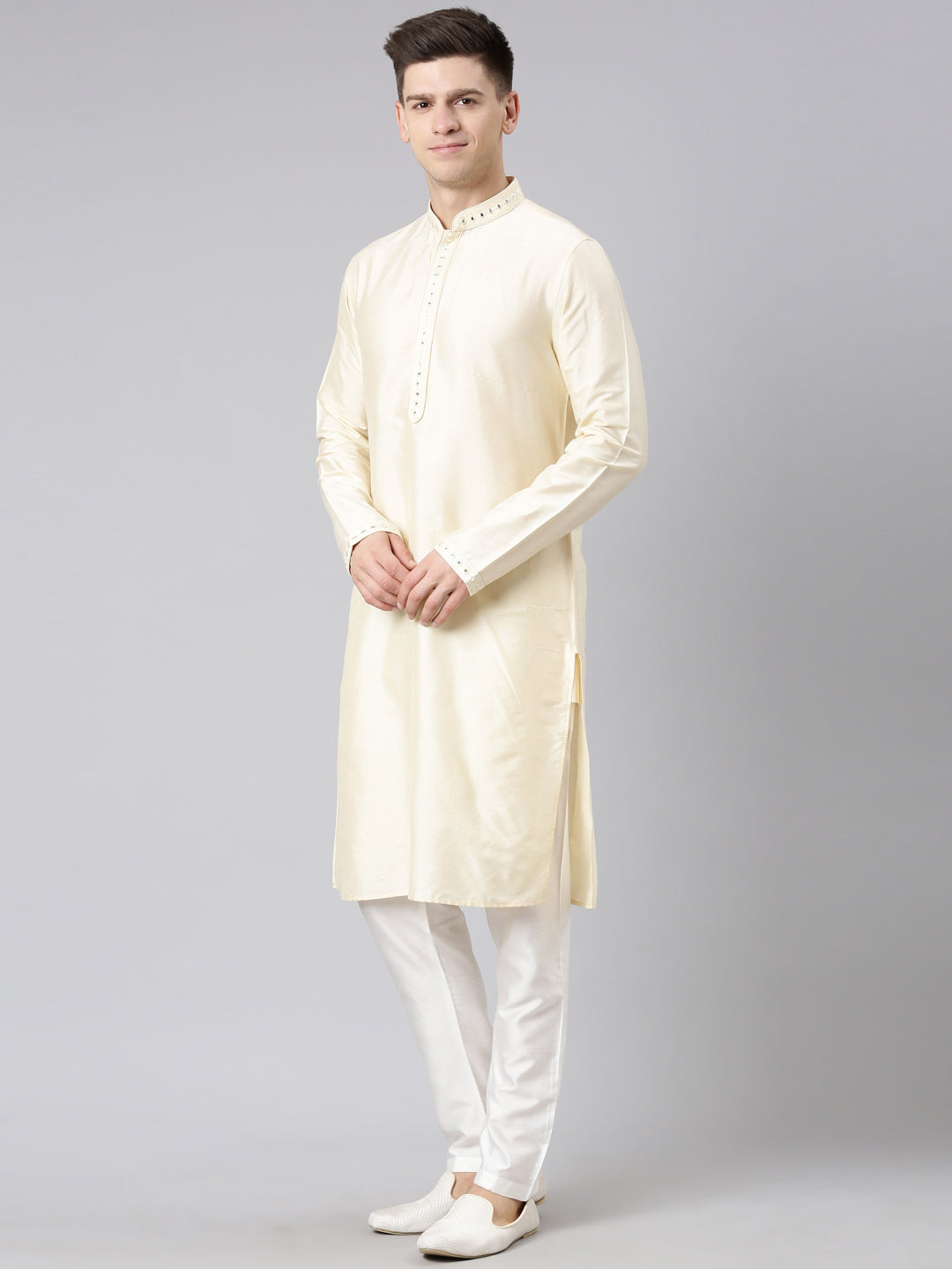 Beige Embroidery Kurta Set