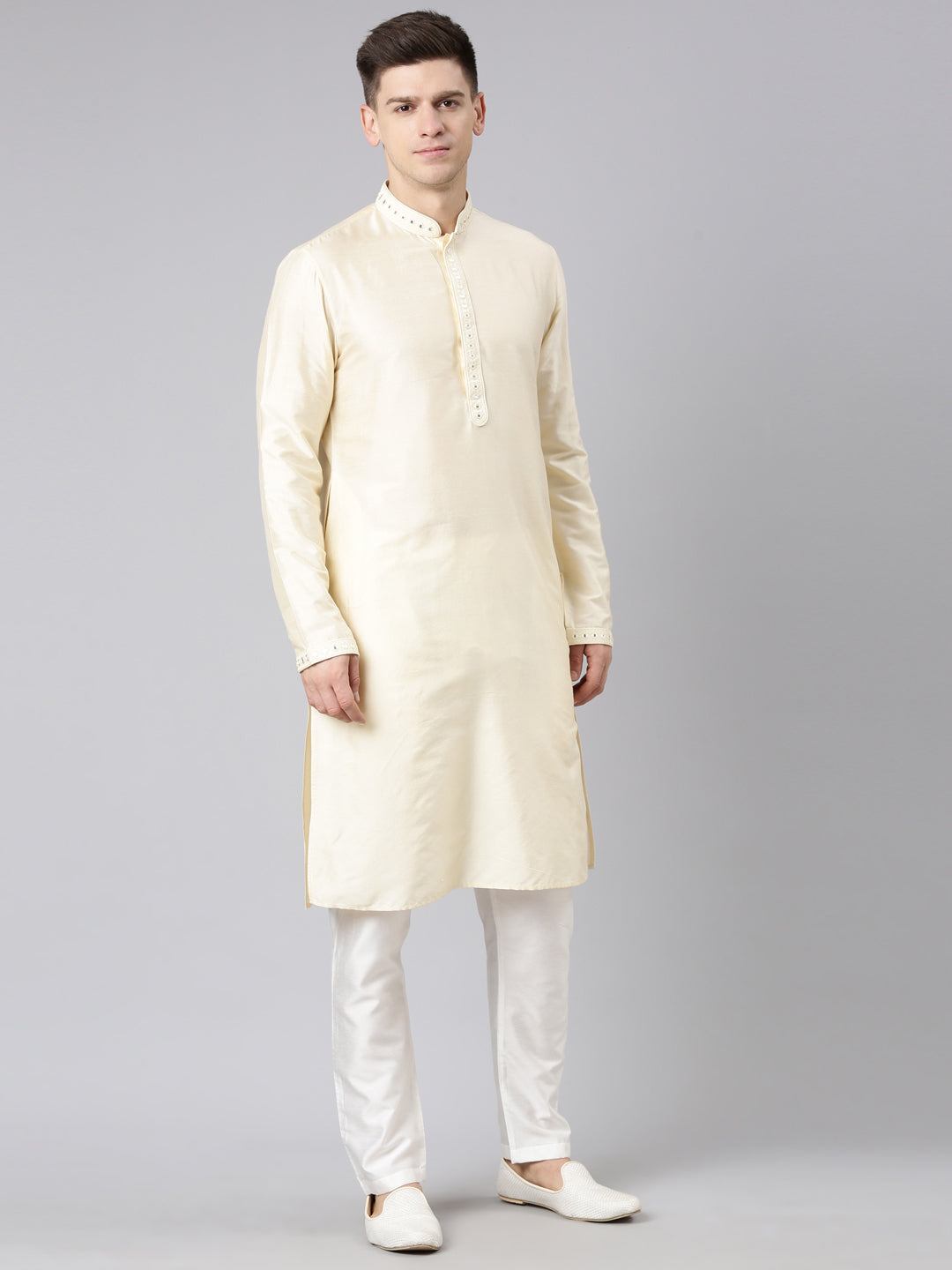 Beige Embroidery Kurta Set