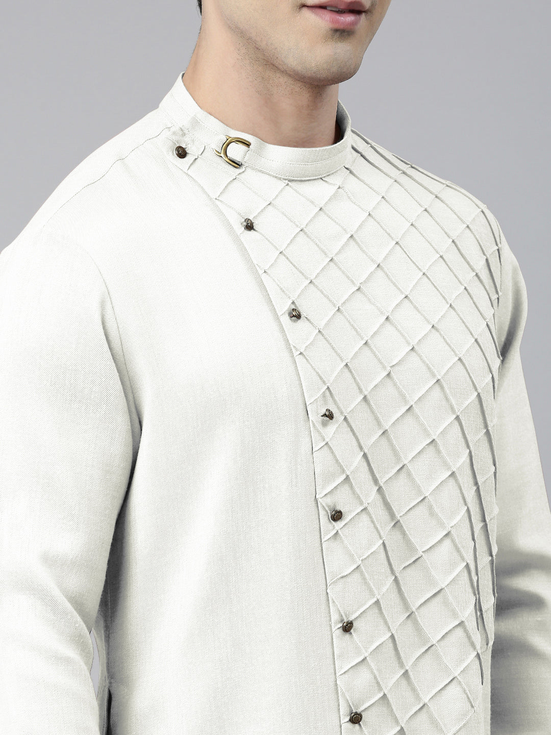 Off White Angrakha Kurta Set
