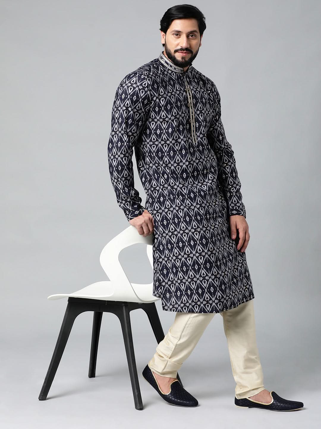 Midnight Blue Batik Printed Kurta Set