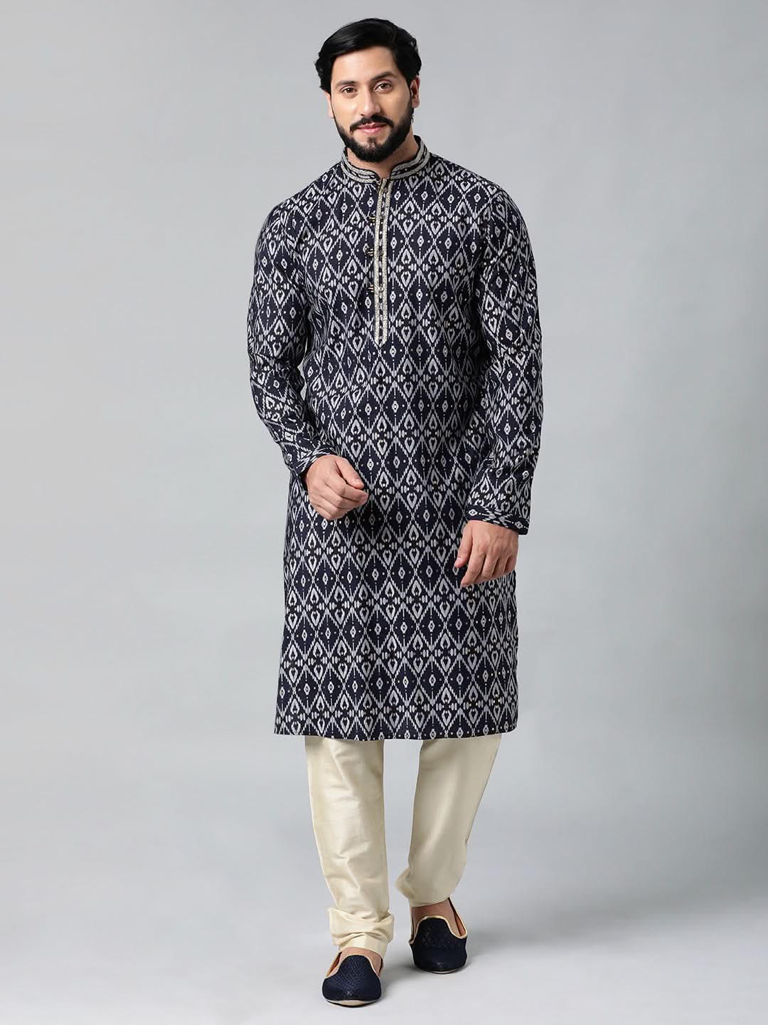 Midnight Blue Batik Printed Kurta Set