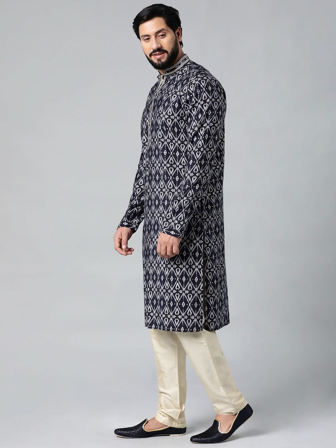 Midnight Blue Batik Printed Kurta Set
