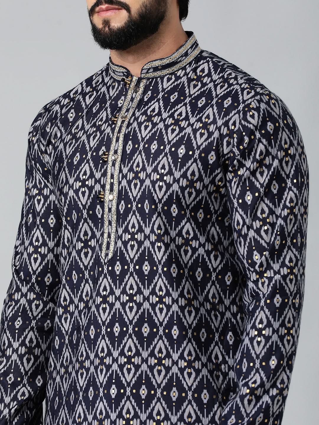 Midnight Blue Batik Printed Kurta Set