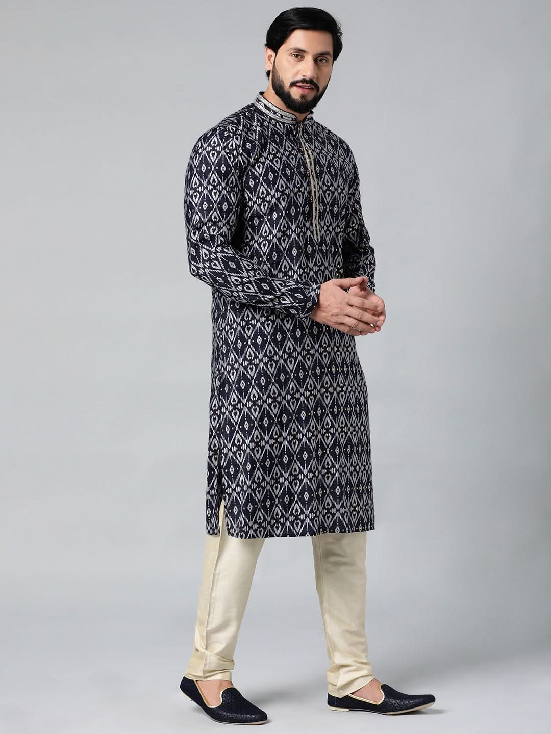 Midnight Blue Batik Printed Kurta Set