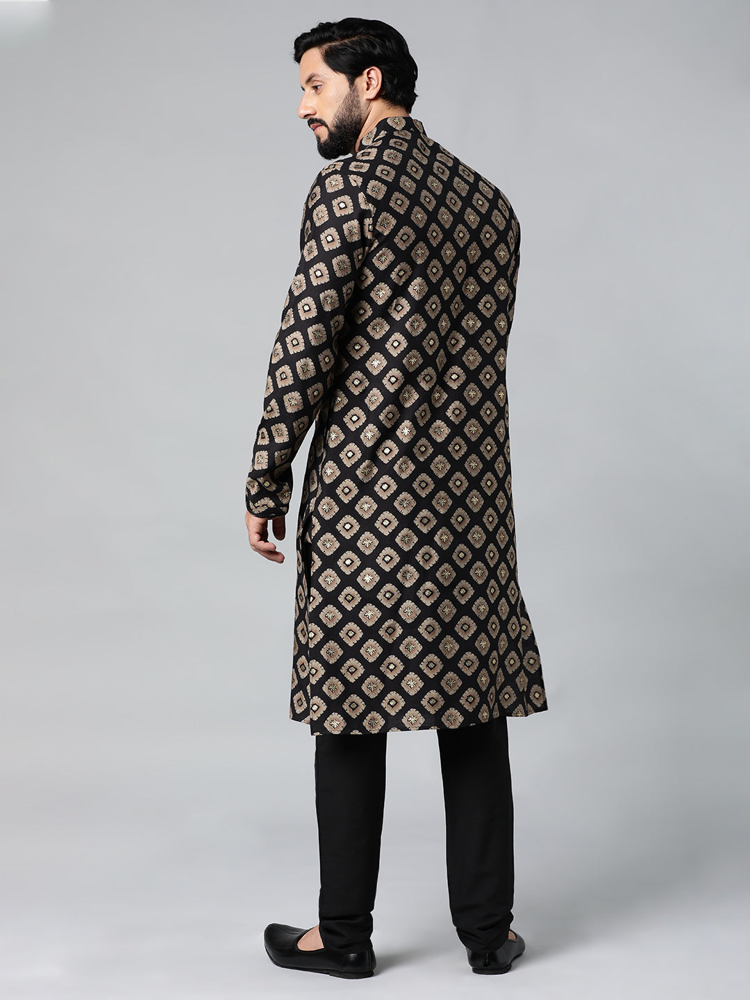 Black Batik Print Kurta Set