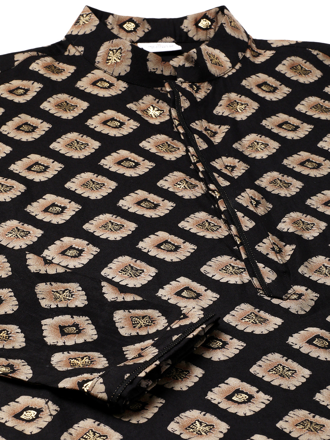 Black Batik Print Kurta Set