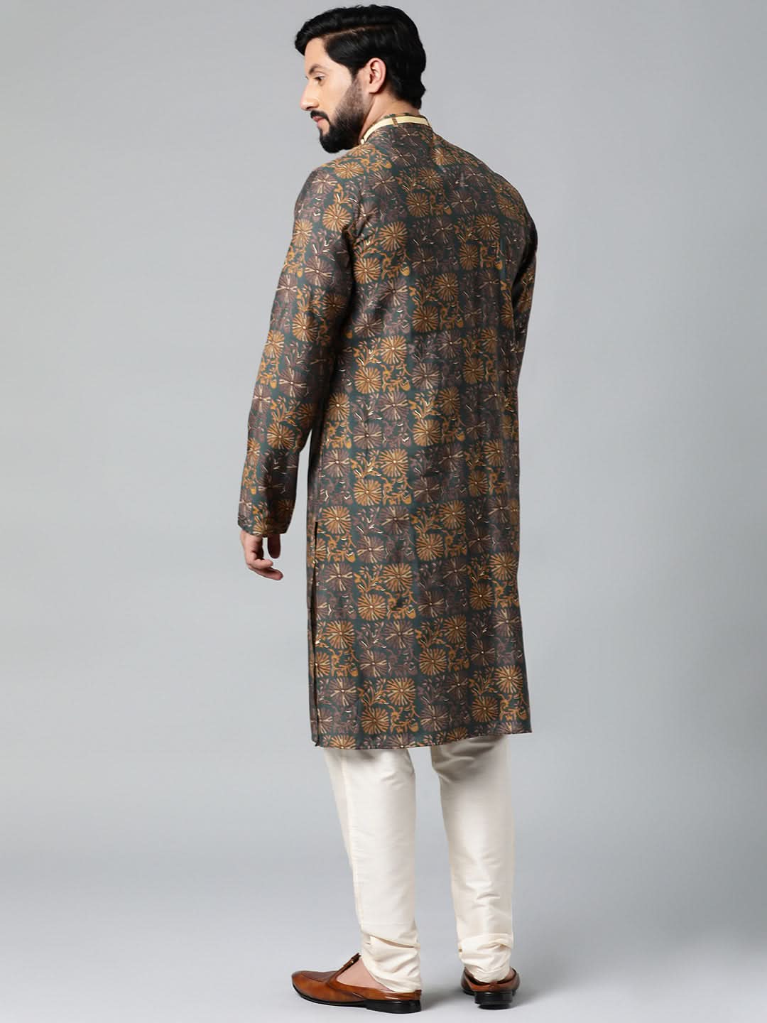 Grey Block Printed Kurta Set