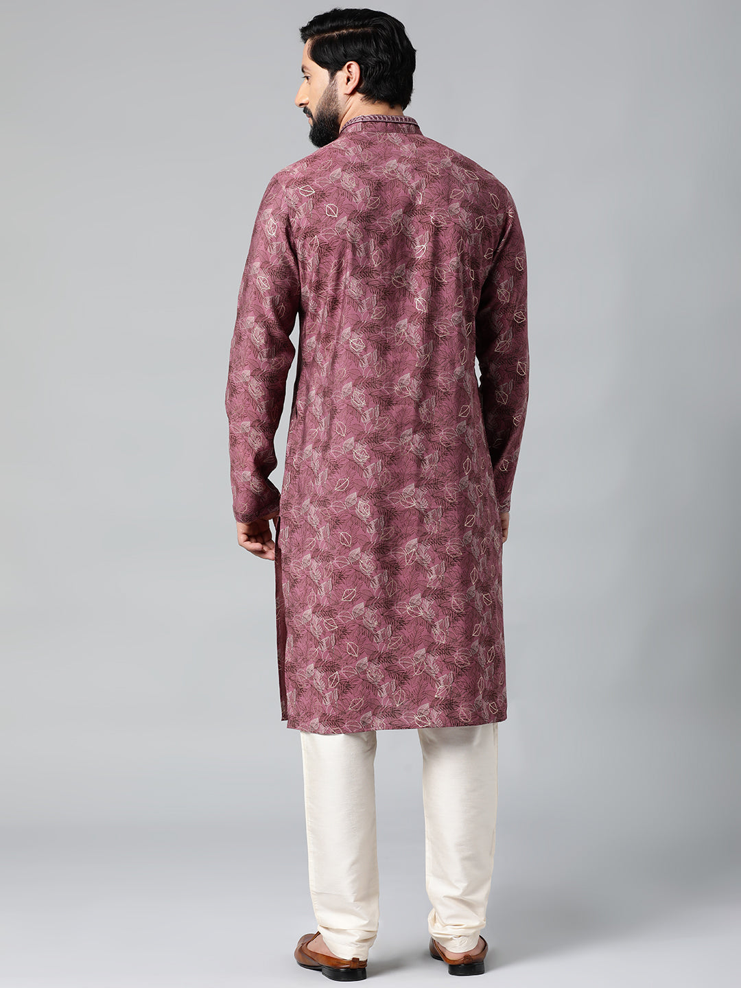 Wine Printed Kurta Set
