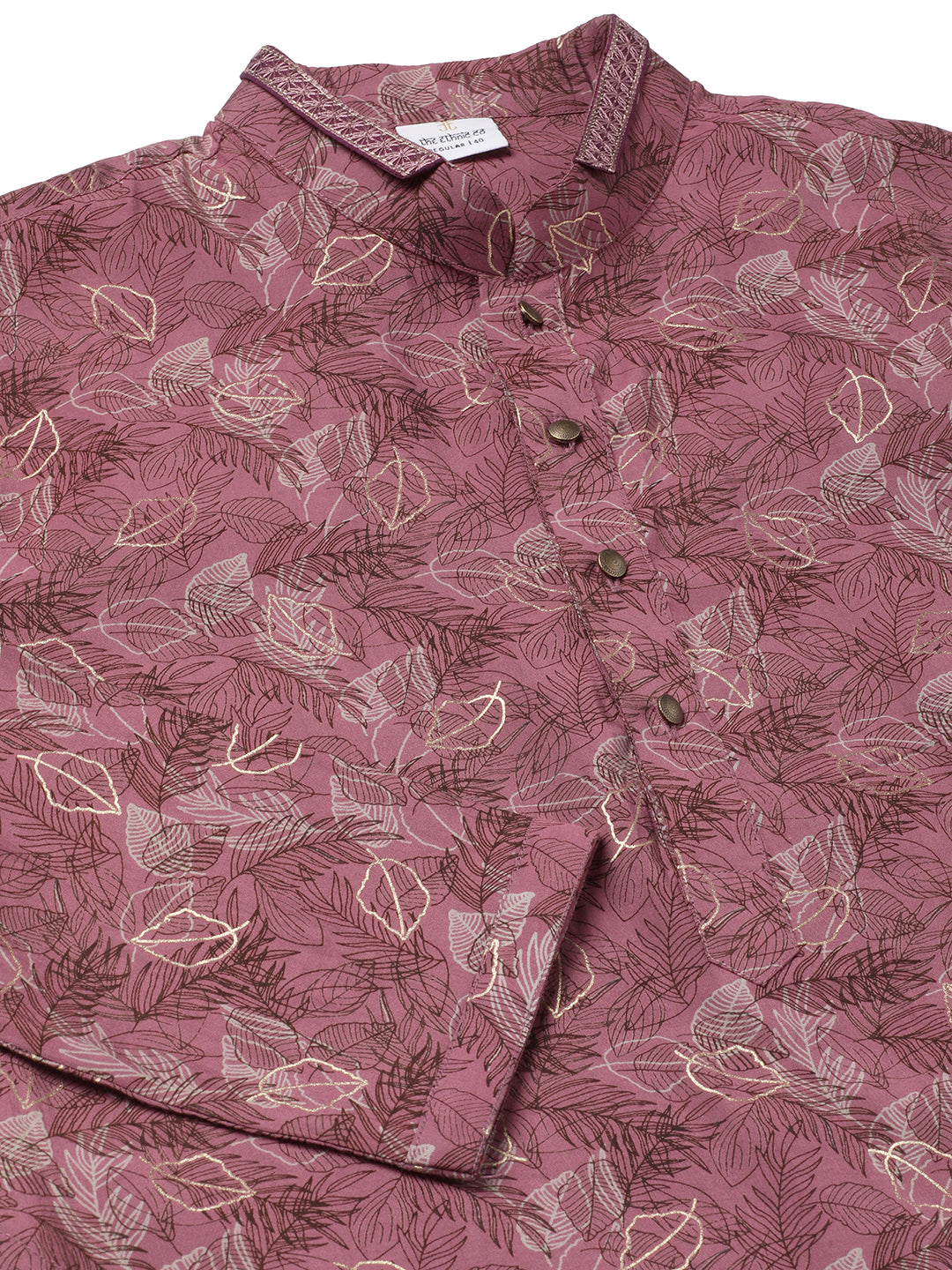 Wine Printed Kurta Set