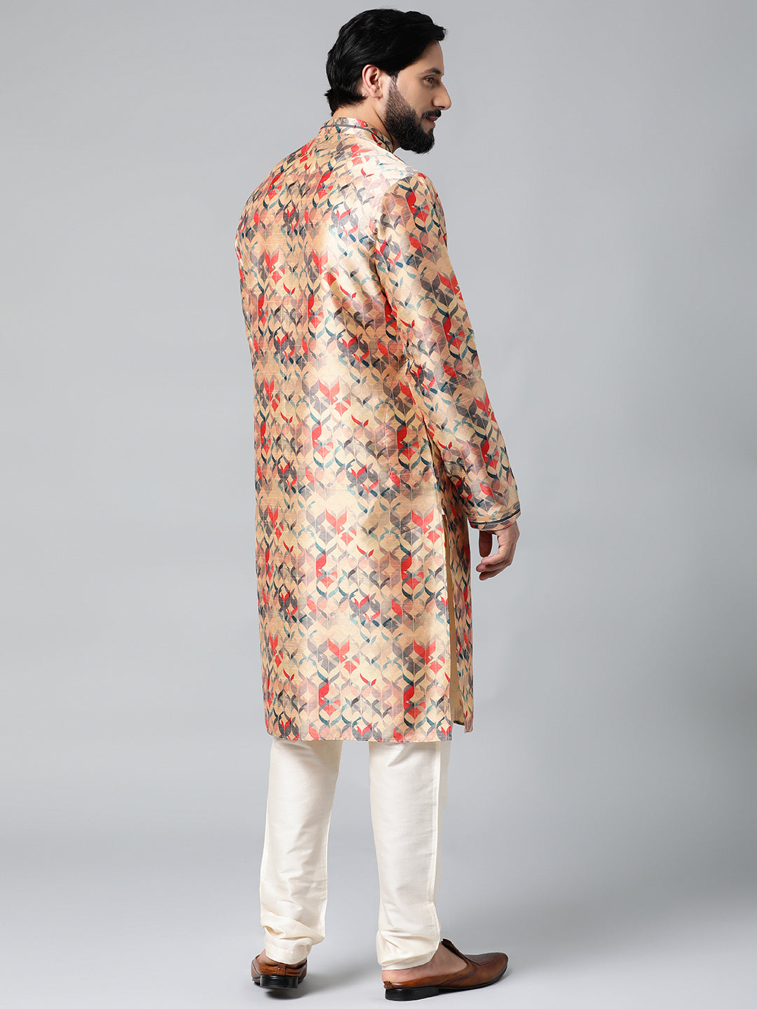 Peach Printed Kurta Set