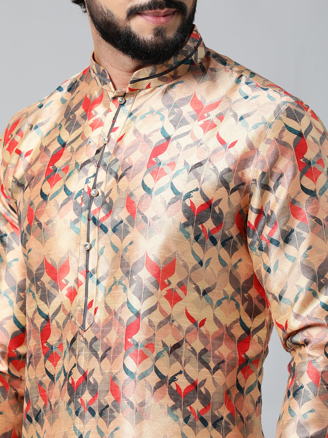 Peach Printed Kurta Set