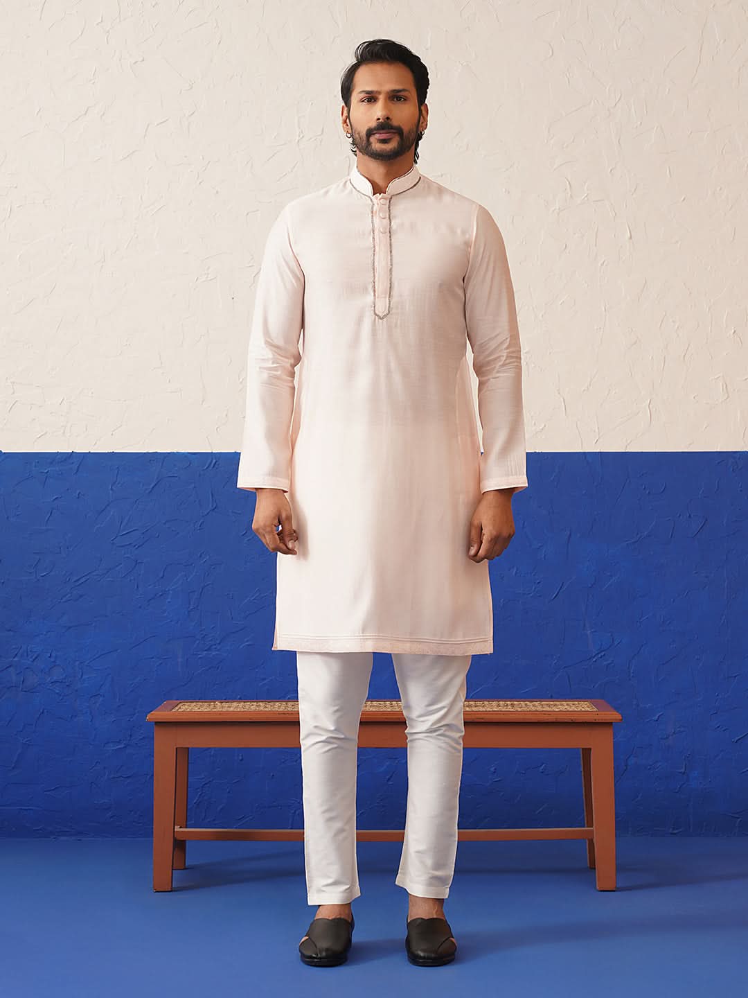 Light peach colour bundi kurta set