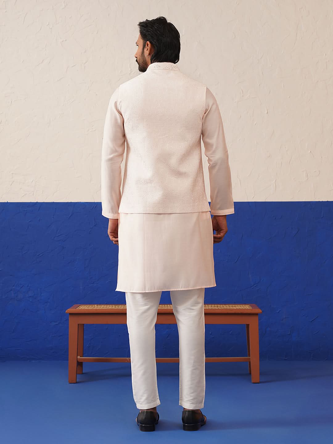 Light peach colour bundi kurta set