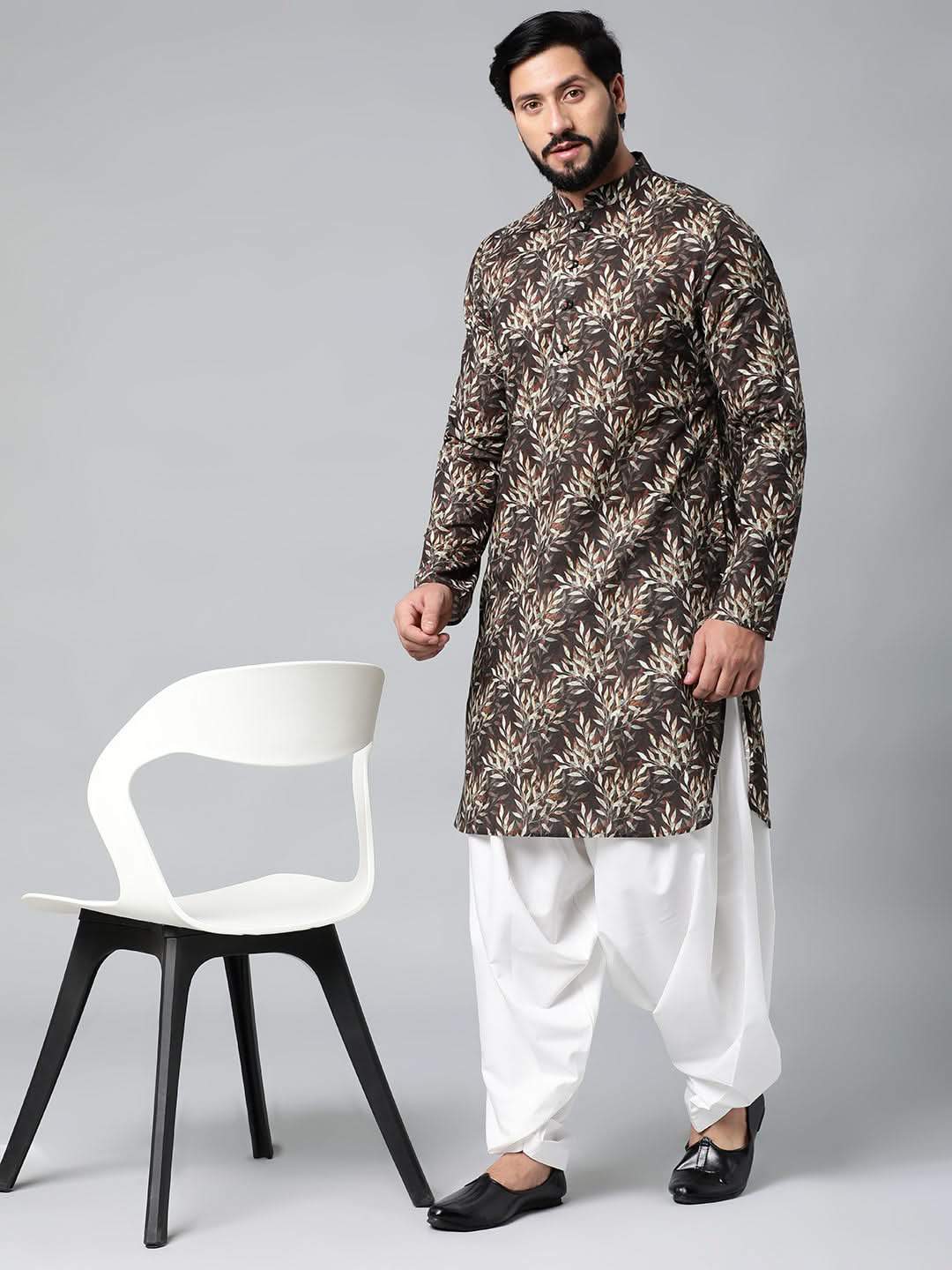 Black Printed Kurta Set
