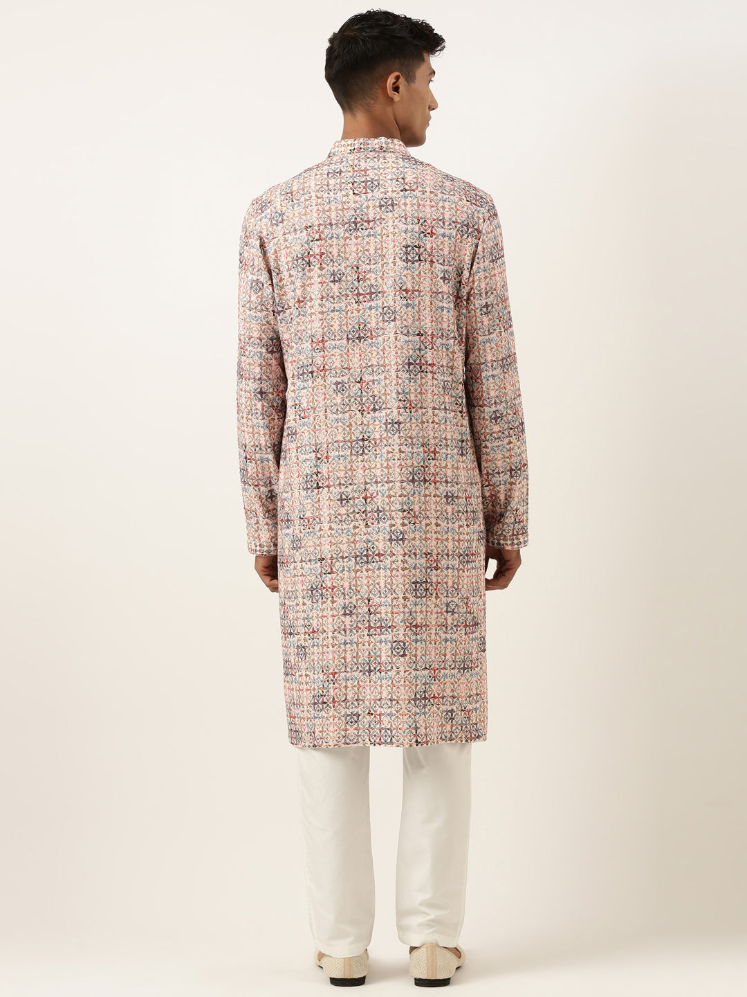 Peach Cotton Printed Chikankari Kurta set