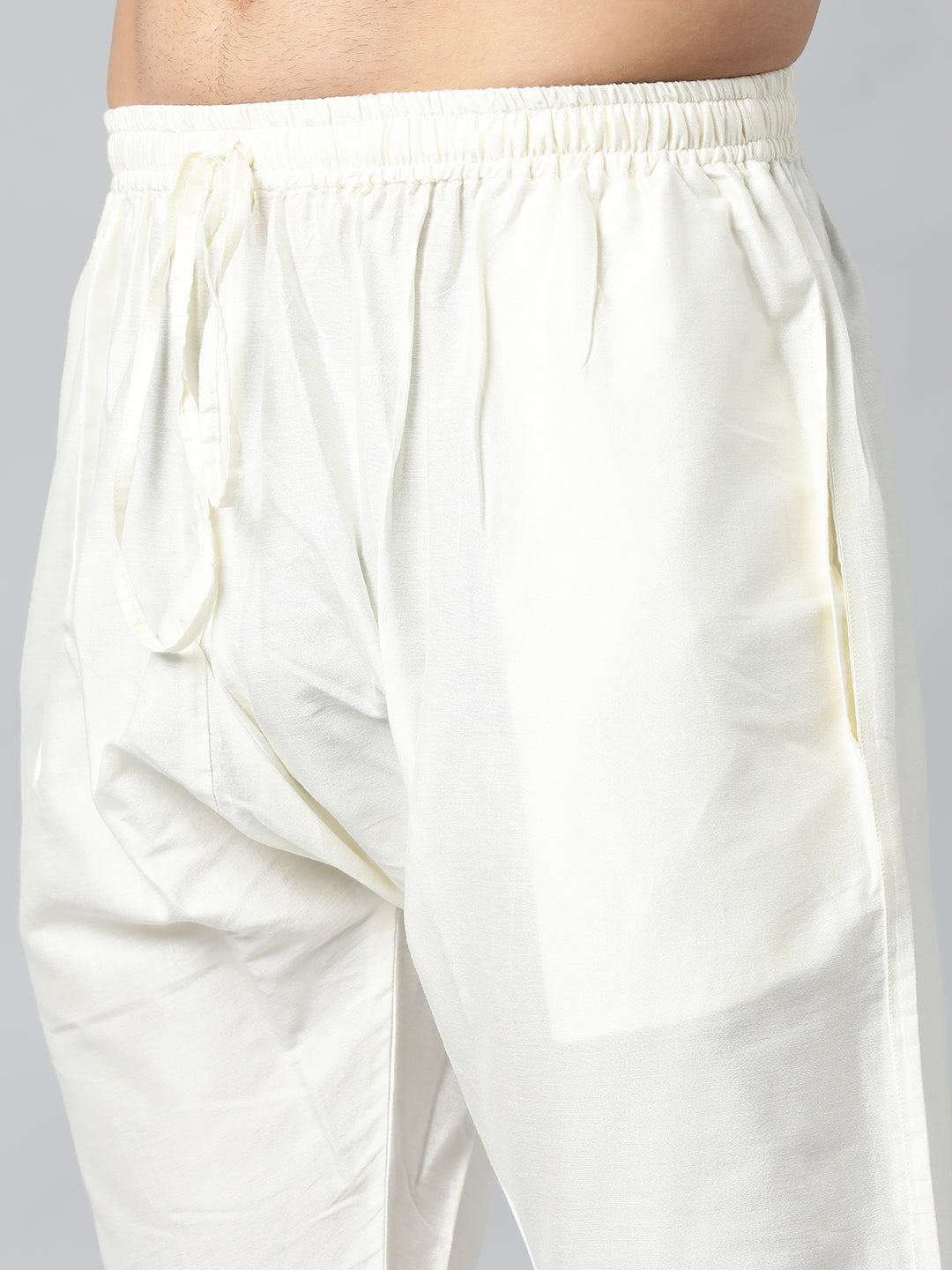 Cream Printed Chikankari Kurta Set